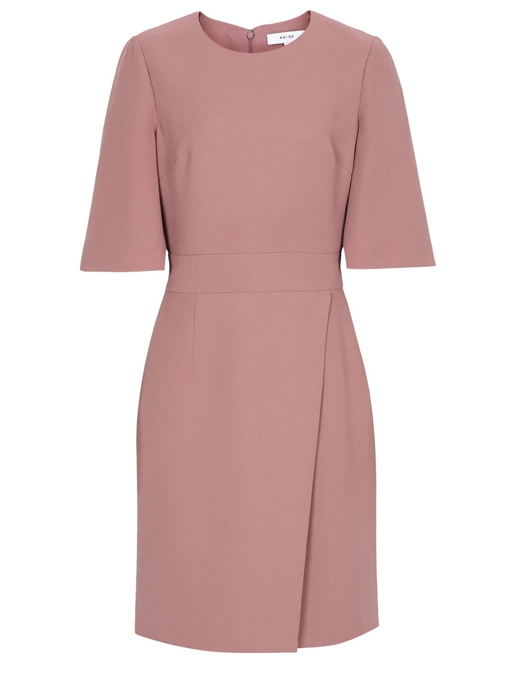 REISS Myra Tailored Wrap Front Dress Mauve Pink